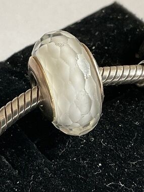 Pandora White Faceted Murano Glass Charm Bead